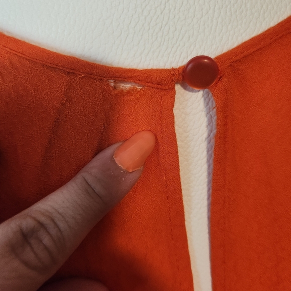 Ava & Viv Bright Orange Lightweight Flowy Dolman Peplum Top Blouse - Picture 4 of 6
